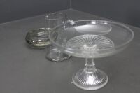 Vintage Glass Comport, Heavy Ashtray and Jug - 2