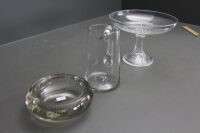 Vintage Glass Comport, Heavy Ashtray and Jug - 3