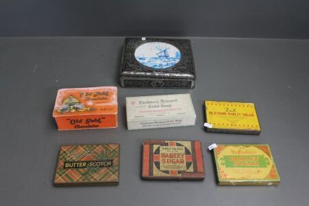 4 x Vintage Barley Sugar Tins + Soap and Chocolate Boxes
