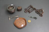 Vintage Copper Ashtray King George IV Whisky, Lead Filled Copper Teachers Change Tray + 6 Different Crown Seal Openers etc