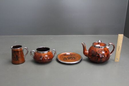 Vintage 4 Piece Staffordshire Potteries Tea Set from Sports and Pastimes Range by Price Bros