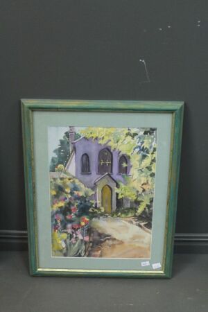 Original Framed Watercolour - Convent Chapel Daylesford - Signed Doina Eitler