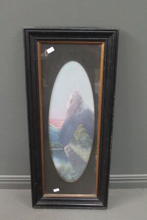 Framed Original Victorian Oil Painting with Oval Mount