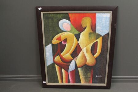 Original Framed Modernist Oil on Board - Signed Y.Haima