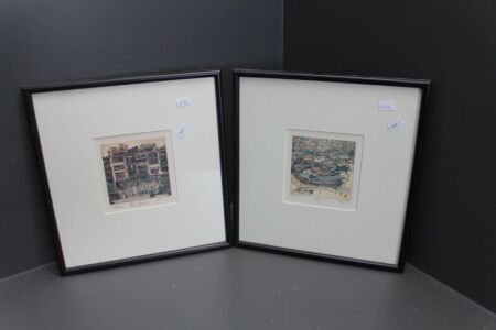 Pair of Signed Ltd Edition Prints of Chinese Scenes - Artist Bio on Back