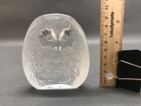 Mats Jonasson Swedish Crystal Owl Paperweight Sweden (Signed) - 3