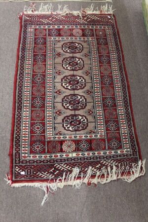 Hand Knotted Persian Rug with Red, White and Blue Design