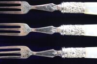 Antique Mahogany Boxed Silver Plated Cutlery Set with MOP Handles - 4