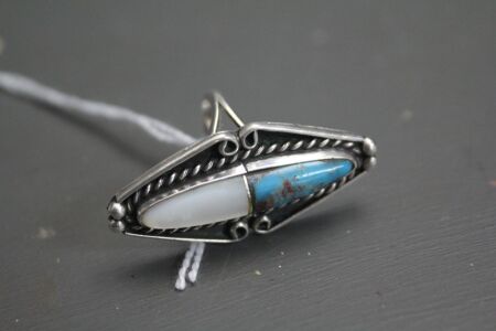 Sterling Silver, MOP and Turquoise Navajo Ring