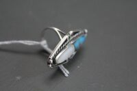 Sterling Silver, MOP and Turquoise Navajo Ring - 2