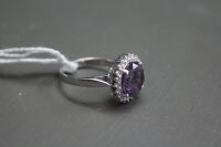 14k White Gold, Amethyst and Diamond Cluster Ring with Valuation - 3