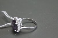 14k White Gold, Amethyst and Diamond Cluster Ring with Valuation - 5