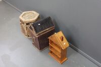 Boho Cane Stool + House Shaped Basket and Wall Shelf - 2