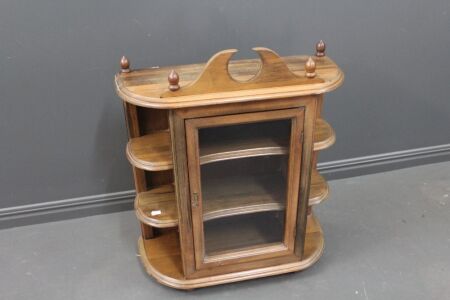 Small Glazed 2 Door Display Cabinet with Side Shelves