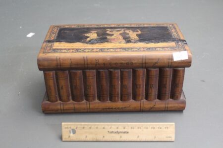 Vintage Inlaid Book Style Trinket Box with Secret Compartment