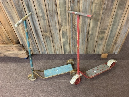 2 x Vintage Childs Scooters