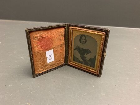 Small Antique Leather Cased Daguerreotype of Lady