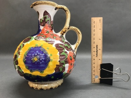 Colourful Glazed Mid Century West German Pottery Jug