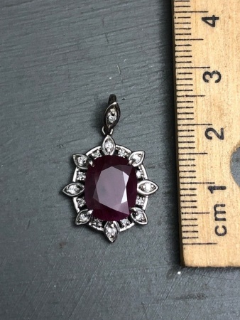 Platinum, Diamond and Synthetic Ruby Pendant