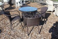 5 Piece Poly Woven Outdoor Setting with Glass Top Table - 3