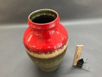 Large Mid Century Red Lava Glazed West German Vase - 2