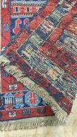 Hand Knotted & Naturally Dyed Turkish Wool Runner in Red/Blue Geo Design - 4