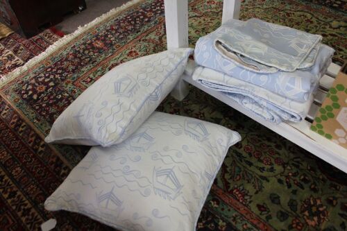 Lot of Blue and White Nautical Themed Bed Linen