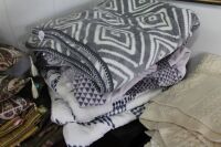 Lot of Blue/White & Grey/White Blankets