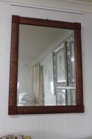 Red and Gold Timber Framed Heavy Bevelled Mirror