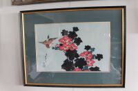 Pair of Signed and Framed Japanese Floral Paintings - 2