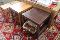 2 x Hardwood Timber 2 Tier Side Tables - Different Colors