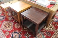 2 x Hardwood Timber 2 Tier Side Tables - Different Colors - 2