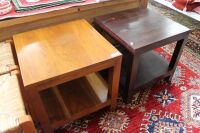 2 x Hardwood Timber 2 Tier Side Tables - Different Colors - 3