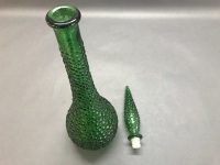 Vintage Green Hobnail Glass Genie Bottle - Made in Italy - 3