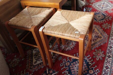 Pair of Rush Seated Stools