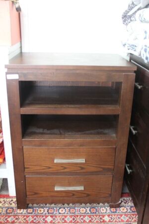 Hardwood 2 Drawer Shelf Unit