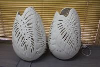 Pair of Large Monstera Leaf Table Lamps by Jennifer Dumet