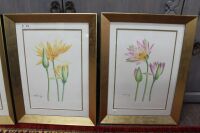 4 x Gilt Framed Floral Artworks on Embossed Paper - 2