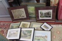 Asstd Lot of Framed Watercolours and Hand Coloured Lithographs of English Pub Scenes, Maps etc