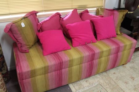 Large Upholstered Ottoman/Seat + Pink Cushions