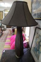 Large Leather Covered Table Lamp and Shade - 2