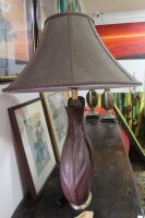 Large Leather Covered Table Lamp and Shade - 3