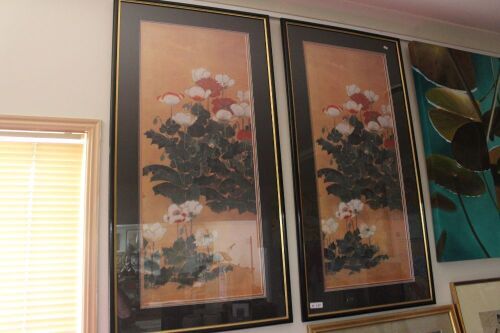 2 x Large Framed Japanese Peony Pictures