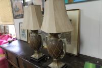 Pair of Greco Roman Urn Style Table Lamps with Shades - As Is - 2