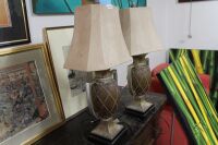 Pair of Greco Roman Urn Style Table Lamps with Shades - As Is - 3