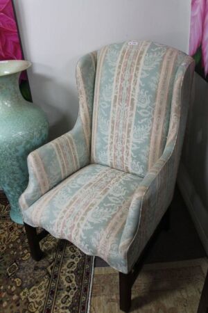 Quality Upholstered Wingback Armchair on Hardwood Legs