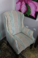 Quality Upholstered Wingback Armchair on Hardwood Legs - 2