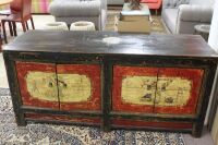 Antique Painted Tibetan 4 Door Sideboard