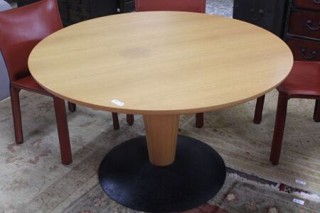 Italian Arflex Pedestal Style Timber and Steel Round Table