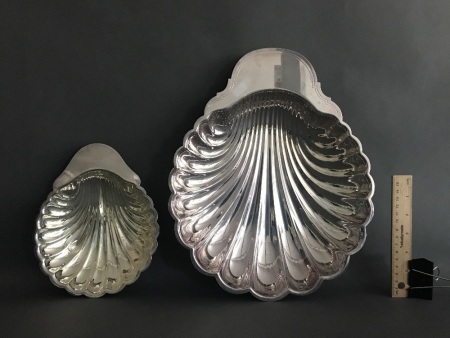 French Christofle Silver Plated Scallop Serving Dishes